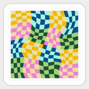 Checkerboard Retro Wavy Abstract Boho Sticker